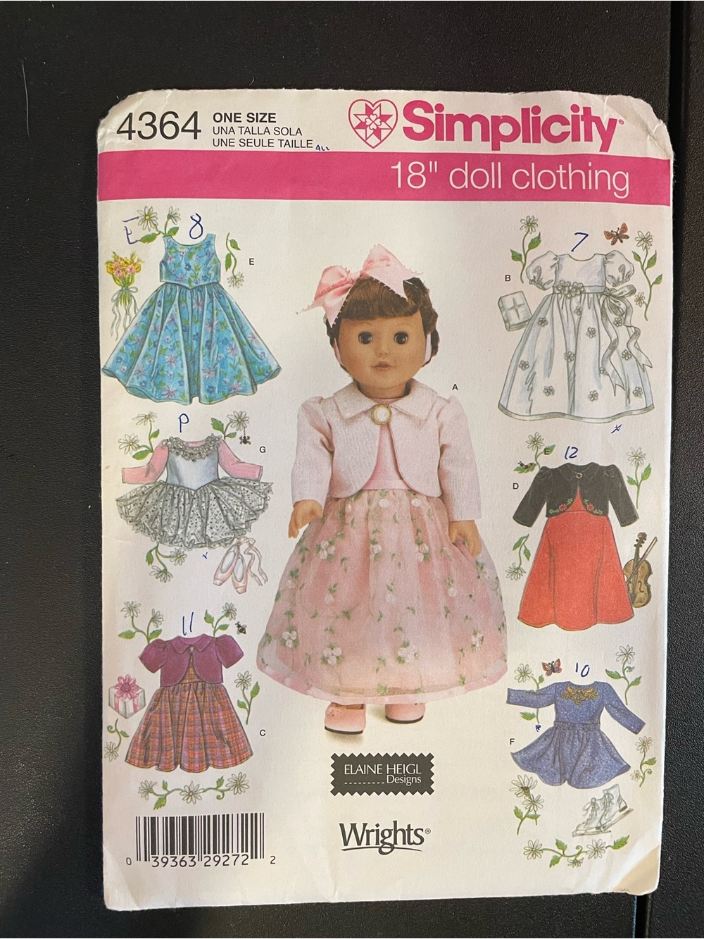 Simplicity 4364 18" Doll Clothing Pattern